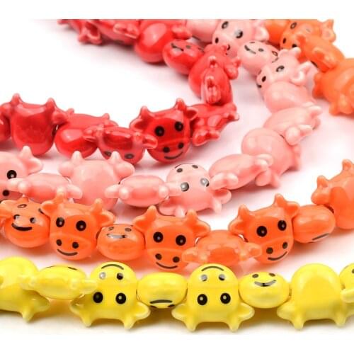 Hand Painted Cow Shape Ceramic Beads Animal Pattern Beads For Jewelry Making Bracelets Handmade DIY Accessories