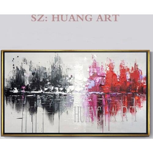 Hand-painted knife painting original thick oil paintings reflect the abstract art flower wall art hall bedroom restaurant
