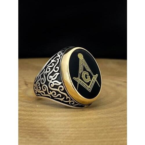 Masonic İllimunati Symbol Production Custom Design 925 Silver Ring