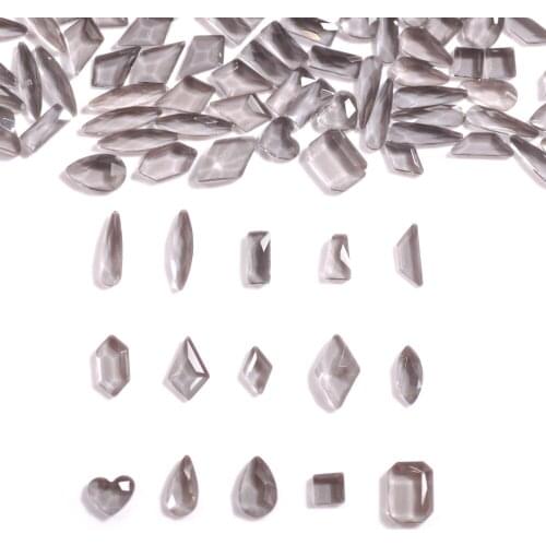 Gray Crystal Nail Art Rhinestone Glass Multi Shape 3D Nails Jewelry 50Pcs/Bag For Manicure Decoration DIY