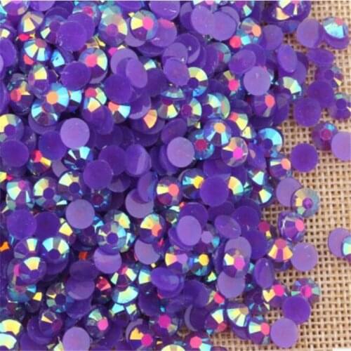 2MM 3MM 4MM 5MM 6MM Bling Purple Jelly AB Color Non HotFix Resin Rhinestones Flatback Stone no Glue for Arts Decoration