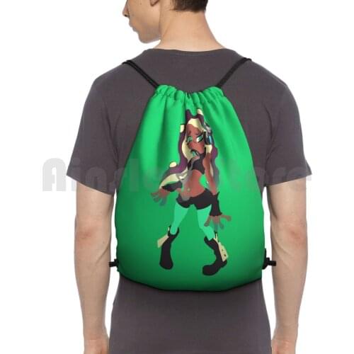 Marina Blocky Backpack Drawstring Bags Gym Bag Waterproof Splatoon Splatoon 2 Minimal Minimalist Minimalist Nintendo