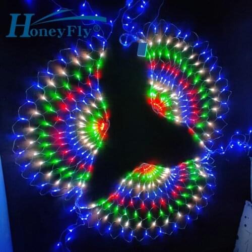 HoneyFly Peacock LED String Lights 3*0.6m 3pcs Dynamic 110/220V Christmas Lamp Holiday Lighting Wedding Party Decoration