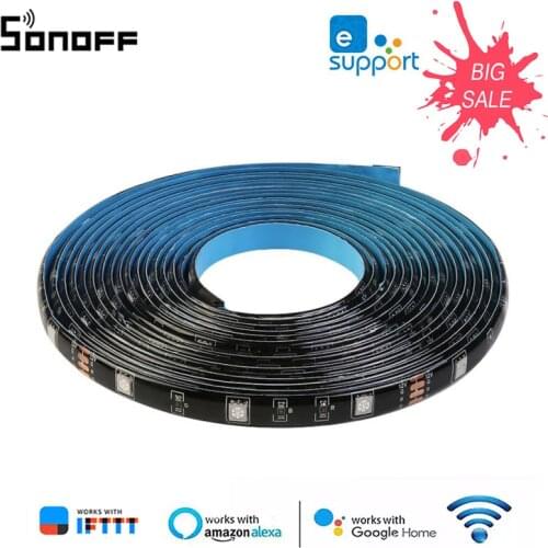 SONOFF 5050 RGB WiFi Smart LED Light Strip Dimmable Waterproof Flexible Strip Ewelink Remote Control Work With Alexa Google Home