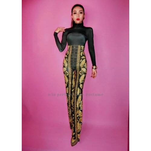 Bacherolette party tight skinny make a figure feather print trousers bright diamond sequins commercial performance101934