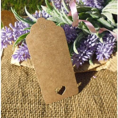 100pcs Love Heart Kraft Paper Gift Tags Party Wedding Favor Goldenrod Tags With Heart Hollowed Hole Hemp String Included 4x9cm