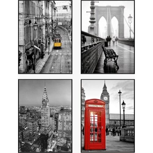 Vintage Street Landscape Wall Art Canvas Poster Nordic Motivational Prints Painting Wall Picture for Living Room Print