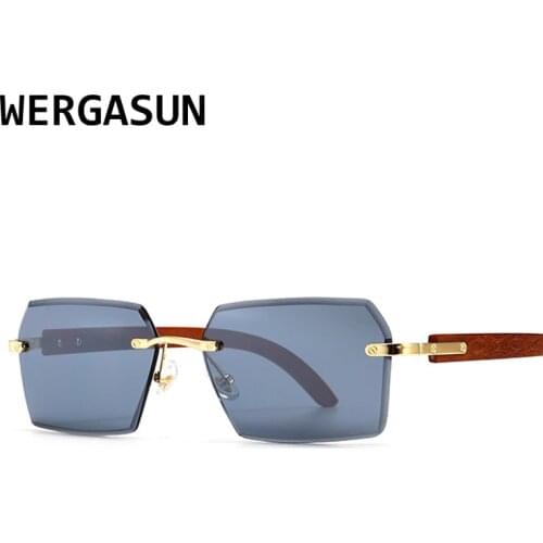 WERGASUN Classic Rimless Rectangle Sunglasses Women/Men Brand Design Vintage Sun Glasses Trend Style Eyeglasses UV400