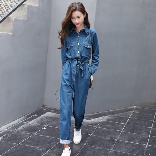 Womens clothing denim fabric women Jumpsuits Playsuits womens Bodysuits korean style fashion spring/autumn women sets