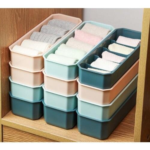 1PC 5 Grids Wardrobe Storage Box Drawer Organizer Socks Bra Underwear Storage Basket Plastic Desktop Makeup Organizer Box XB 036