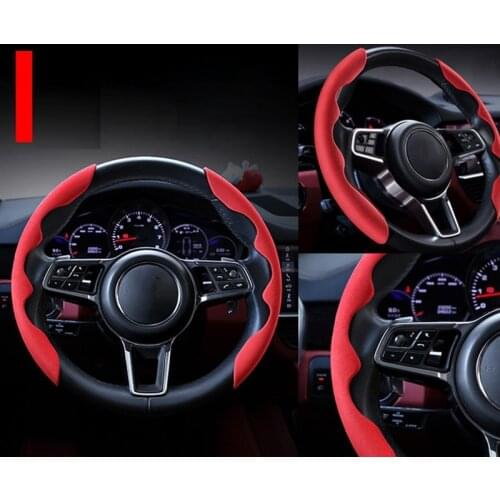 2PCS Universal Car Suede Steering Wheel Cover Handle Anti-Slip Protection Cover for Benz Jeep Dodge Etc