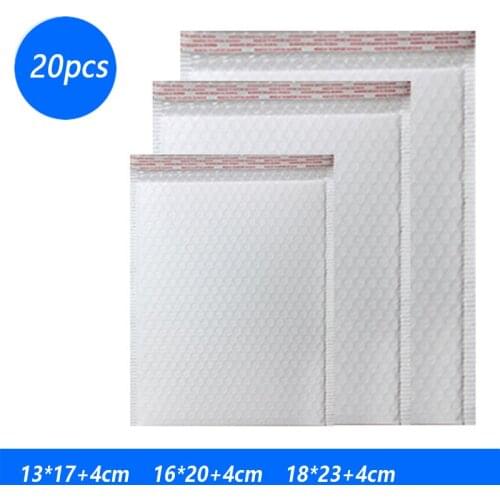 20pcs Poly Thickened Bubble Mailer White Self Seal Padded Envelopes Gift Bags For Book Magazine Lined Bubble Mailer Self Seal