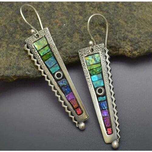 2021 Creative Abstract Zigzag Rainbow Zircon Fantasy Earrings Drop Dangle Eardrops for Women Wedding Engagement Jewelry Gifts