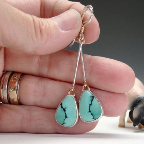 2021 Newest Bohemian Water Drop Stone Earrings Long Jewelry for Wome Metal Resin Hanging Dangle Earring Vintage Brincos Gifts