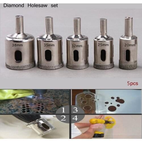 5Pcs/set Diamond Holesaw 20 25 32 35 38mm Drill Bits Tile Ceramic Glass Slate Porcelain Marble