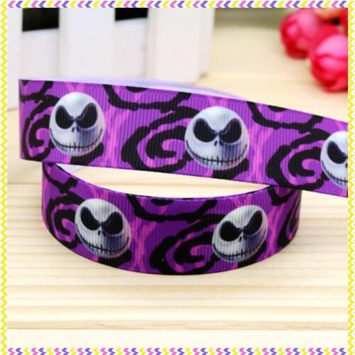 7/8'' Free shipping nightmare printed grosgrain ribbon hairbow headwear party decoration diy wholesale OEM 22mm P4747