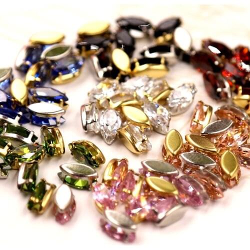 Free shipping 5x10mm 20pcs Super flash Multicolour eye shape Natural zircon,sew on stones for diy/Jewellery accessories