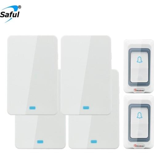 Saful 28 melody AC 100-240V wireless doorbell waterproof 150m remote door bell button white EU/US/UK for home door ring