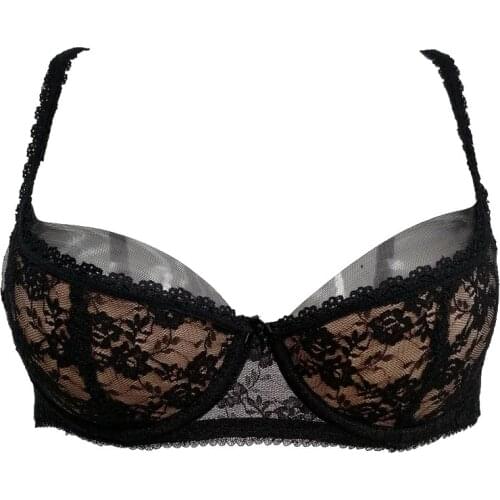 Womens Black Skin Color Lace Gauze Bowknot High-end Cutout Sexy Bra, Underwear Lingeries Gift BRB026