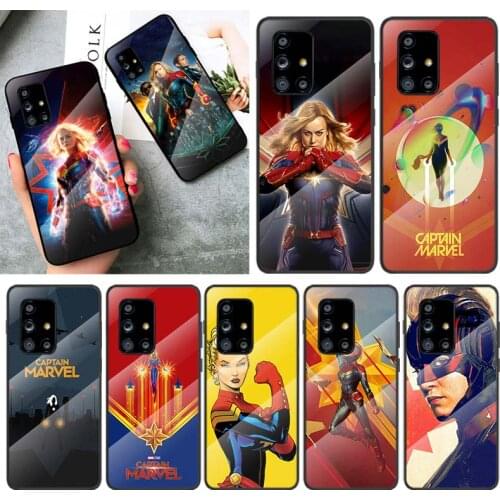 Tempered Glass Cover Hot Captain Marvel For Samsung Galaxy A91 A81 A72 A71 A52 A51 A41 A31 A21S A11 A01 Phone Case