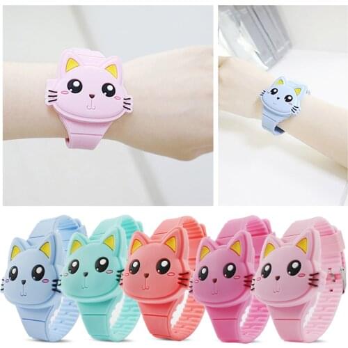 Kids Watch Cute Cartoon Cat Shape Clamshell Design LED Electronic Digital Wrist Watch with Silicone Strap for Children Toddlers