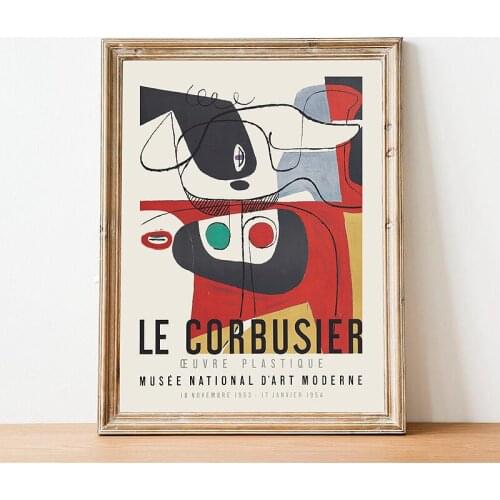 French Le Corbusier Exhibition Canvas Painting Vintage Abstract Posters and Prints Wall Art Pictures for Living Room Decoration