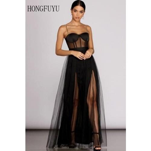 Hongfuyu Sexy Prom Dresses Sweetheart Spaghetti Straps Tulle Party Dresses Long A-Line Prom Dresses Custom Made