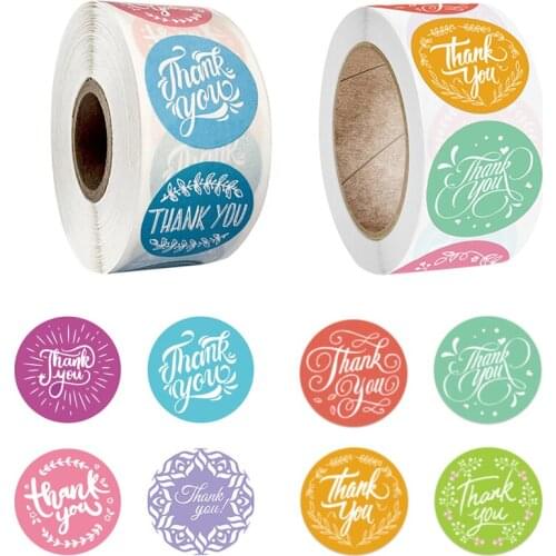 Red&Blue Colored Thank You Stickers Beautiful Christmas Seal Label Scrapbooking for Gift Business Card Packaging Wedding Favors