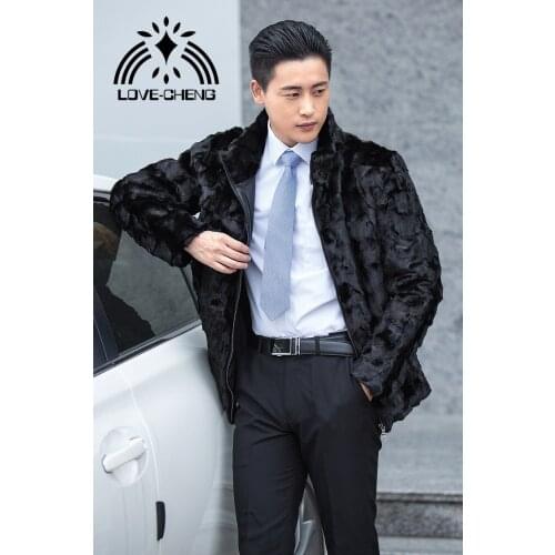 New fashion real genuine natural mink fur coat men stand collar jacket outwear overcoat custom any size