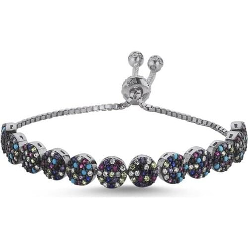 KUTAYDAN 925 Sterling Silver Mixed Color Zircon Stone Lift Bracelet