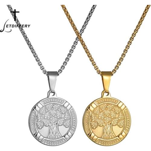 Letdiffery Stainless Steel Tree of Life Round Pendant For Women Girls Fashion Jewelry Party Accessories