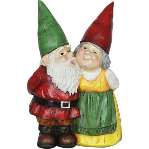 Hot Couple Gnome Onaments Adorables Hand Painted Love Heart Shaped Resin For Indoor Outdoor Garden Decoration 15cm Dropshipping
