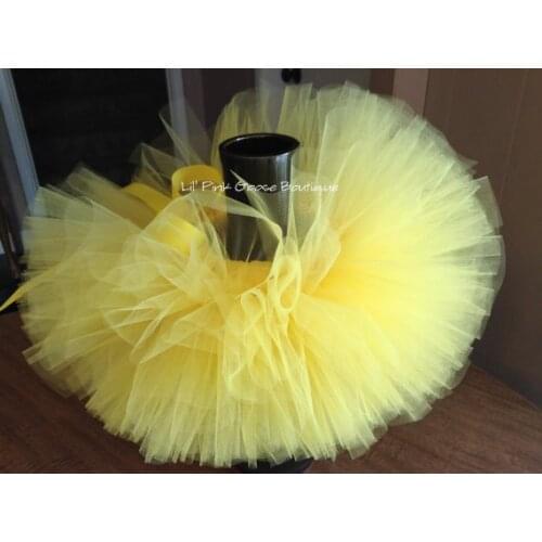 Cute Girls Yellow Tutu Skirts Kids Ballet Dance Pettiskirts Underskirts Tutus with Bow Children Birthday Party Costume Skirts