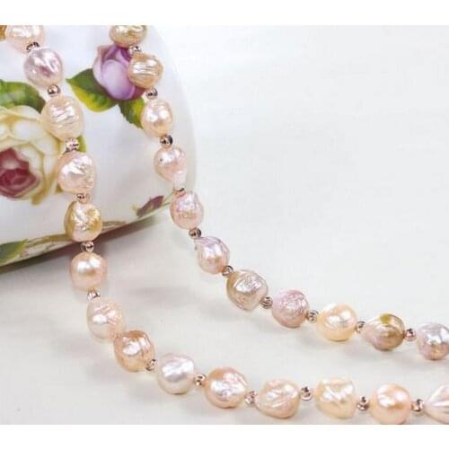 Fashion jewelry Free Shipping gorgeous 20-25mm baroque multicolor pearl necklace 24inch 925s