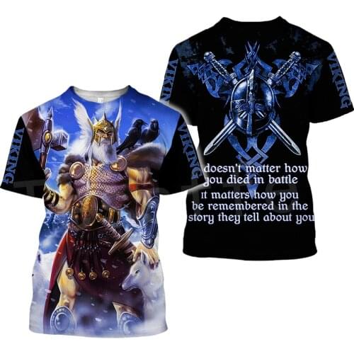 Tessffel NewFashion Vikings Symbol Tattoo Viking Warriors Harajuku Unisex 3DPrint Short Sleeve Streetwear T-shirts Men Women s-1