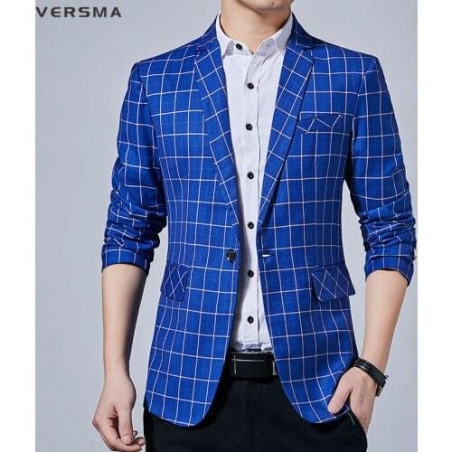 VERSMA Blue Wine Red High Quality Mens Fashion Casual Slim Fit Suits Blazers Men Latest Formal Designer Blazer Suit Jacket 5XL