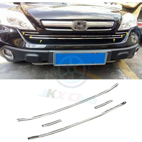 Fit For Honda CRV 2007 2008 2009 2010 2011 Steel Chrome Front Grille Strip Cover Trim 4pcs