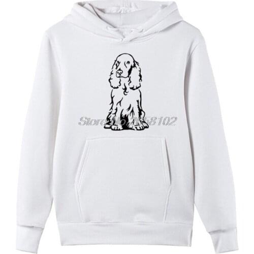 New Cute Cocker Spaniel Dog Print Hoodies Spring Casual Cotton Pullover Sweatshirt Cool Men Fashion Fleece Hooded