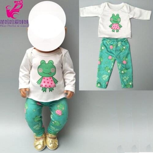 Doll clothes for 43cm Baby doll girl clothes pants set frog for 18 " doll spring clothes