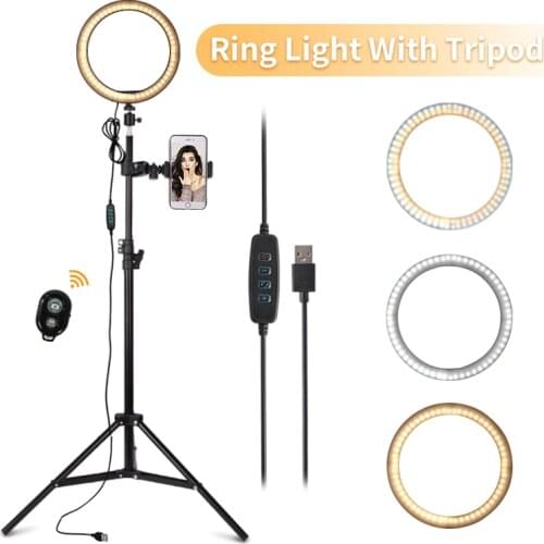 16/26cm Selfie Ring Light With Tripod Youtube Live Video Lamps Photography lighting Studio Dimmable Photo Selfie LED Light Ring