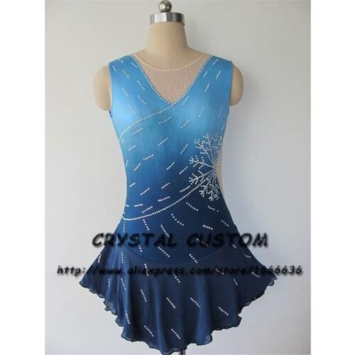Blue Girls Figure Skating Dress New Brand Ice Skating Dresses Custom-made For Competition DR4825