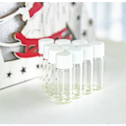 1ml Mini Clear Glass Jars Pendants With Plastic Cap Small Wishing Vials Vitreous Jewelry 100pcs Perfume Essential Oil Bottles