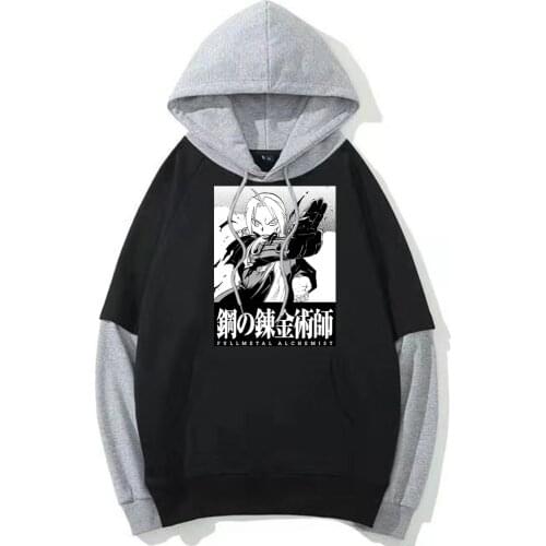 Harajuku Style Popular Pullover Anime Hoodies Loose Unisex Hoodies Fullmetal Alchemist
