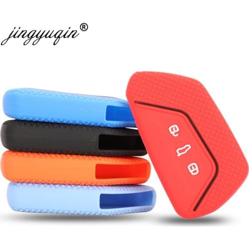 Jingyuqin 30X Rubber Silicone Key Cover Shell fob For VW Volkswagen Golf 8 Mk8 Skoda 2020+ 3BT Protect Auto Key Case Car Styling