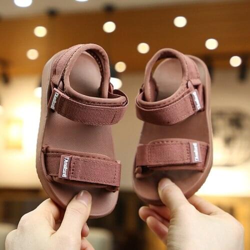 Summer New Canvas Sandals Boys Girls Sandals Solid Color Soft Soled Anti-Slip Children Kids Shoes Summer Beach Sandals