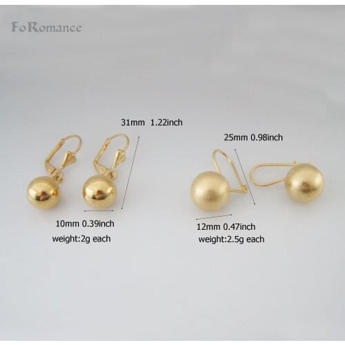 Foromance / NEW GREAT GIFT FULL SCRUB AND PLAIN ROUND BALL SHAPED 2 STYLES - YELLOW GOLD GP STUD EARRING 31MM AND 25MM
