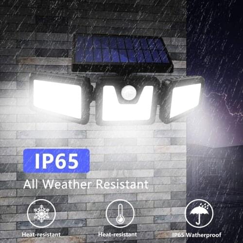 Googor Solar Light 3 Head Solar Lamp PIR Motion Sensor Spotlight Waterproof Outdoor Adjustable Angle Lights For Garden Wall Path