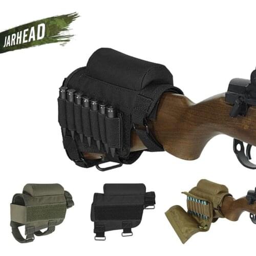 Tactical Hunting Rifle Cheek Rest Buttstock Gun Bullet Stock Ammo Shell Magazine Molle Pouch Cartridge Adjustable Holder Bag