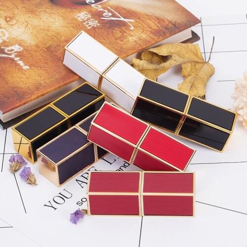 Top 12.1mm Square Stripe Plastic Beauty Lipstick Tube Professional Makeup Lip Balm Storage Bottle Cosmetic Packaging 10pcs/lot