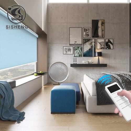 Smart home reomote control motorized blinds with Blackout and Sunscreen fabric